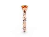 Rose gold Cushion Cut Solitaire Diamond Engagement Ring with Twisted Pave Band and Four-Prong Setting_2