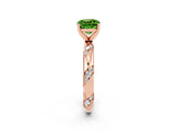 Rose gold Cushion Cut Solitaire Diamond Engagement Ring with Twisted Pave Band and Four-Prong Setting_2