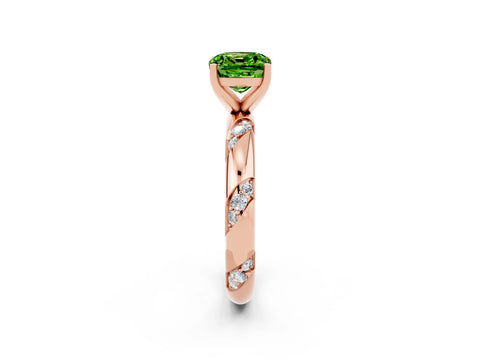 Rose gold Cushion Cut Solitaire Diamond Engagement Ring with Twisted Pave Band and Four-Prong Setting_2