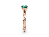 Rose gold Cushion Cut Solitaire Diamond Engagement Ring with Twisted Pave Band and Four-Prong Setting_2