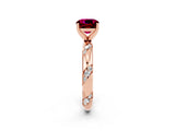 Rose gold Cushion Cut Solitaire Diamond Engagement Ring with Twisted Pave Band and Four-Prong Setting_2