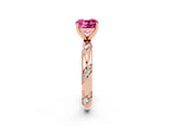 Rose gold Cushion Cut Solitaire Diamond Engagement Ring with Twisted Pave Band and Four-Prong Setting_2