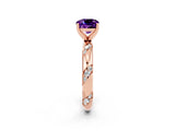 Rose gold Cushion Cut Solitaire Diamond Engagement Ring with Twisted Pave Band and Four-Prong Setting_2