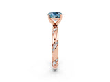 Rose gold Cushion Cut Solitaire Diamond Engagement Ring with Twisted Pave Band and Four-Prong Setting_2