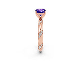 Rose gold Cushion Cut Solitaire Diamond Engagement Ring with Twisted Pave Band and Four-Prong Setting_2