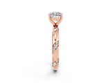 Rose gold Cushion Cut Solitaire Diamond Engagement Ring with Twisted Pave Band and Four-Prong Setting_2