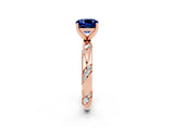 Rose gold Cushion Cut Solitaire Diamond Engagement Ring with Twisted Pave Band and Four-Prong Setting_2