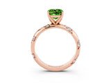 Rose gold Cushion Cut Solitaire Diamond Engagement Ring with Twisted Pave Band and Four-Prong Setting_3