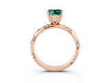 Rose gold Cushion Cut Solitaire Diamond Engagement Ring with Twisted Pave Band and Four-Prong Setting_3