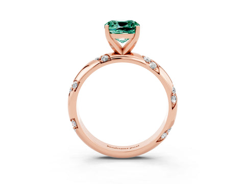 Rose gold Cushion Cut Solitaire Diamond Engagement Ring with Twisted Pave Band and Four-Prong Setting_3