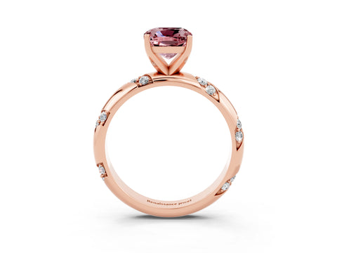 Rose gold Cushion Cut Solitaire Diamond Engagement Ring with Twisted Pave Band and Four-Prong Setting_3