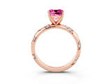 Rose gold Cushion Cut Solitaire Diamond Engagement Ring with Twisted Pave Band and Four-Prong Setting_3