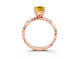 Rose gold Cushion Cut Solitaire Diamond Engagement Ring with Twisted Pave Band and Four-Prong Setting_3