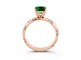 Rose gold Cushion Cut Solitaire Diamond Engagement Ring with Twisted Pave Band and Four-Prong Setting_3