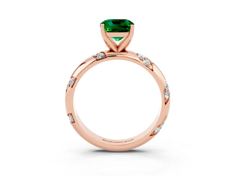 Rose gold Cushion Cut Solitaire Diamond Engagement Ring with Twisted Pave Band and Four-Prong Setting_3