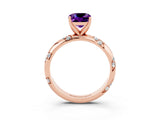 Rose gold Cushion Cut Solitaire Diamond Engagement Ring with Twisted Pave Band and Four-Prong Setting_3