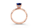 Rose gold Cushion Cut Solitaire Diamond Engagement Ring with Twisted Pave Band and Four-Prong Setting_3