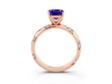 Rose gold Cushion Cut Solitaire Diamond Engagement Ring with Twisted Pave Band and Four-Prong Setting_3