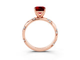 Rose gold Cushion Cut Solitaire Diamond Engagement Ring with Twisted Pave Band and Four-Prong Setting_3