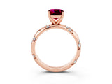 Rose gold Cushion Cut Solitaire Diamond Engagement Ring with Twisted Pave Band and Four-Prong Setting_3