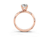 Rose gold Cushion Cut Solitaire Diamond Engagement Ring with Twisted Pave Band and Four-Prong Setting_3
