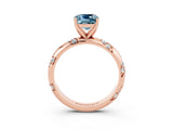Rose gold Cushion Cut Solitaire Diamond Engagement Ring with Twisted Pave Band and Four-Prong Setting_3