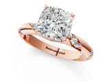 Rose gold Cushion Cut Solitaire Diamond Engagement Ring with Twisted Pave Band and Four-Prong Setting_4
