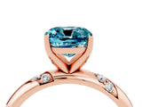 Rose gold Cushion Cut Solitaire Diamond Engagement Ring with Twisted Pave Band and Four-Prong Setting_4