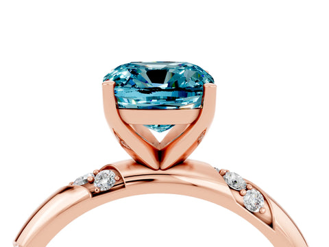 Rose gold Cushion Cut Solitaire Diamond Engagement Ring with Twisted Pave Band and Four-Prong Setting_4