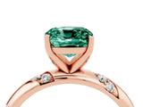 Rose gold Cushion Cut Solitaire Diamond Engagement Ring with Twisted Pave Band and Four-Prong Setting_4