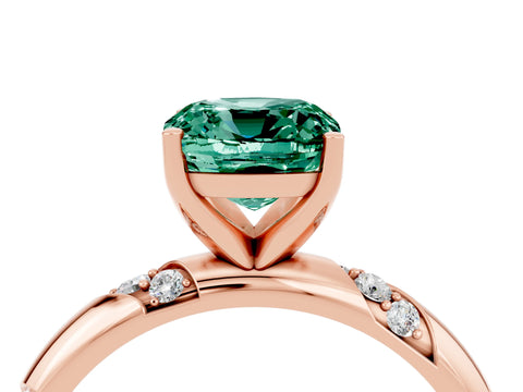 Rose gold Cushion Cut Solitaire Diamond Engagement Ring with Twisted Pave Band and Four-Prong Setting_4