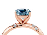 Rose gold Cushion Cut Solitaire Diamond Engagement Ring with Twisted Pave Band and Four-Prong Setting_4