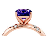 Rose gold Cushion Cut Solitaire Diamond Engagement Ring with Twisted Pave Band and Four-Prong Setting_4