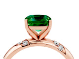 Rose gold Cushion Cut Solitaire Diamond Engagement Ring with Twisted Pave Band and Four-Prong Setting_4