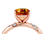 Rose gold Cushion Cut Solitaire Diamond Engagement Ring with Twisted Pave Band and Four-Prong Setting_4
