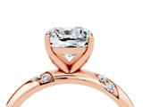 Rose gold Cushion Cut Solitaire Diamond Engagement Ring with Twisted Pave Band and Four-Prong Setting_4