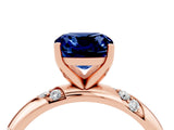 Rose gold Cushion Cut Solitaire Diamond Engagement Ring with Twisted Pave Band and Four-Prong Setting_4