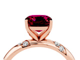 Rose gold Cushion Cut Solitaire Diamond Engagement Ring with Twisted Pave Band and Four-Prong Setting_4