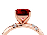 Rose gold Cushion Cut Solitaire Diamond Engagement Ring with Twisted Pave Band and Four-Prong Setting_4