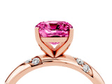 Rose gold Cushion Cut Solitaire Diamond Engagement Ring with Twisted Pave Band and Four-Prong Setting_4