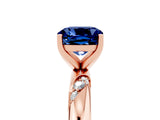 Rose gold Cushion Cut Solitaire Diamond Engagement Ring with Twisted Pave Band and Four-Prong Setting_5