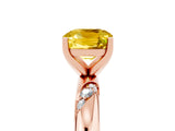 Rose gold Cushion Cut Solitaire Diamond Engagement Ring with Twisted Pave Band and Four-Prong Setting_5
