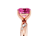 Rose gold Cushion Cut Solitaire Diamond Engagement Ring with Twisted Pave Band and Four-Prong Setting_5