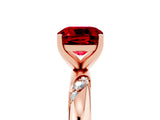 Rose gold Cushion Cut Solitaire Diamond Engagement Ring with Twisted Pave Band and Four-Prong Setting_5