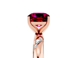 Rose gold Cushion Cut Solitaire Diamond Engagement Ring with Twisted Pave Band and Four-Prong Setting_5