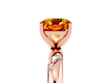 Rose gold Cushion Cut Solitaire Diamond Engagement Ring with Twisted Pave Band and Four-Prong Setting_5