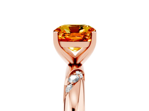 Rose gold Cushion Cut Solitaire Diamond Engagement Ring with Twisted Pave Band and Four-Prong Setting_5