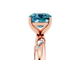 Rose gold Cushion Cut Solitaire Diamond Engagement Ring with Twisted Pave Band and Four-Prong Setting_5