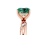 Rose gold Cushion Cut Solitaire Diamond Engagement Ring with Twisted Pave Band and Four-Prong Setting_5
