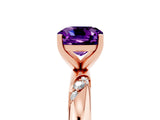 Rose gold Cushion Cut Solitaire Diamond Engagement Ring with Twisted Pave Band and Four-Prong Setting_5